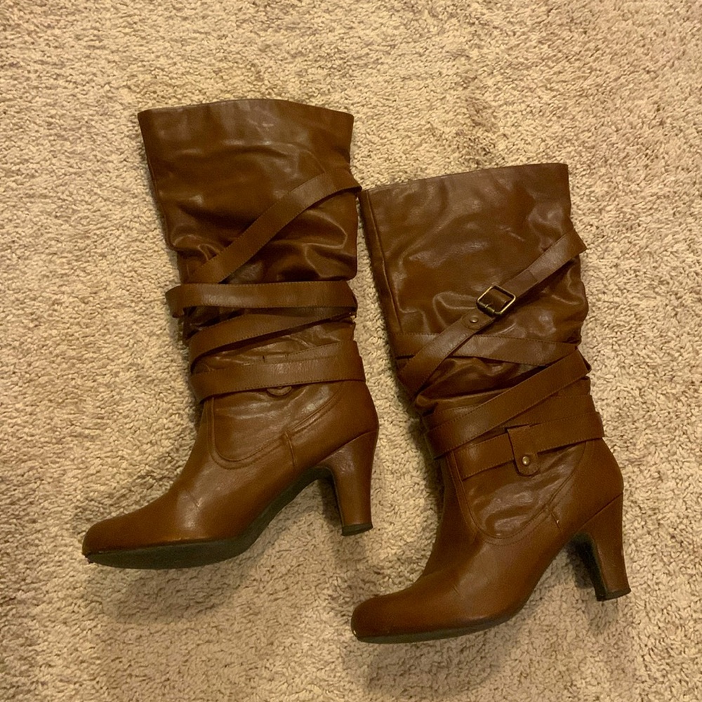 Brown heeled boots